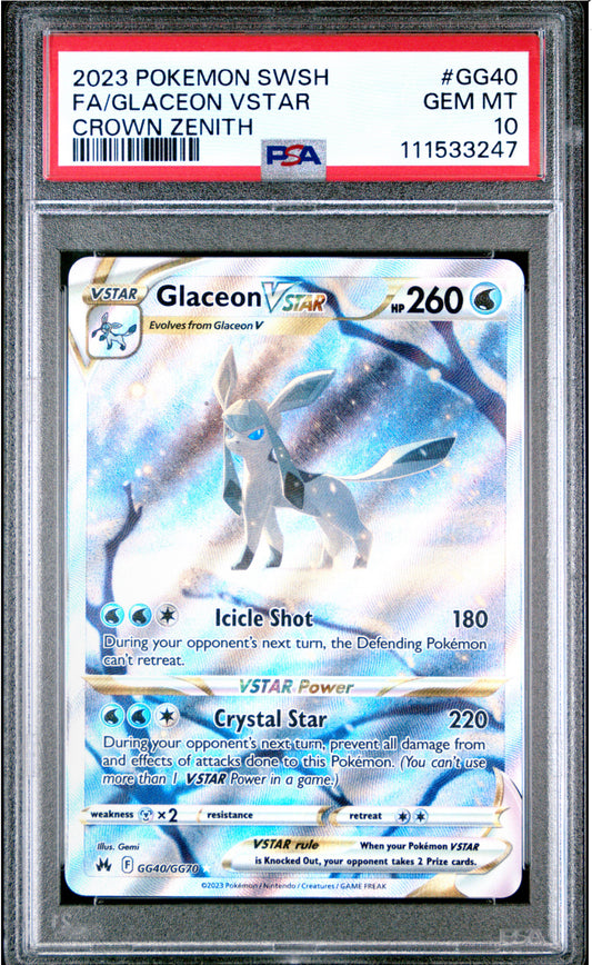 2023 POKEMON SWORD AND SHIELD CROWN ZENITH #GG40 FA/GLACEON VSTAR CROWN ZENITH